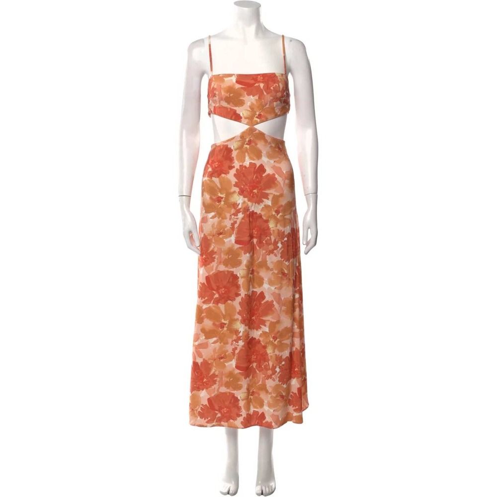 Significant Other Maxi Dress Womens‎ 4 Orange Floral Excellent Cut-Out Open Back